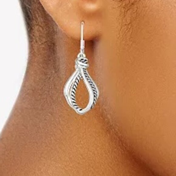 NAPIER Contemporary Silver Smooth & Twisted Texture Rope Drop Earrings**NEW! - Picture 2 of 3